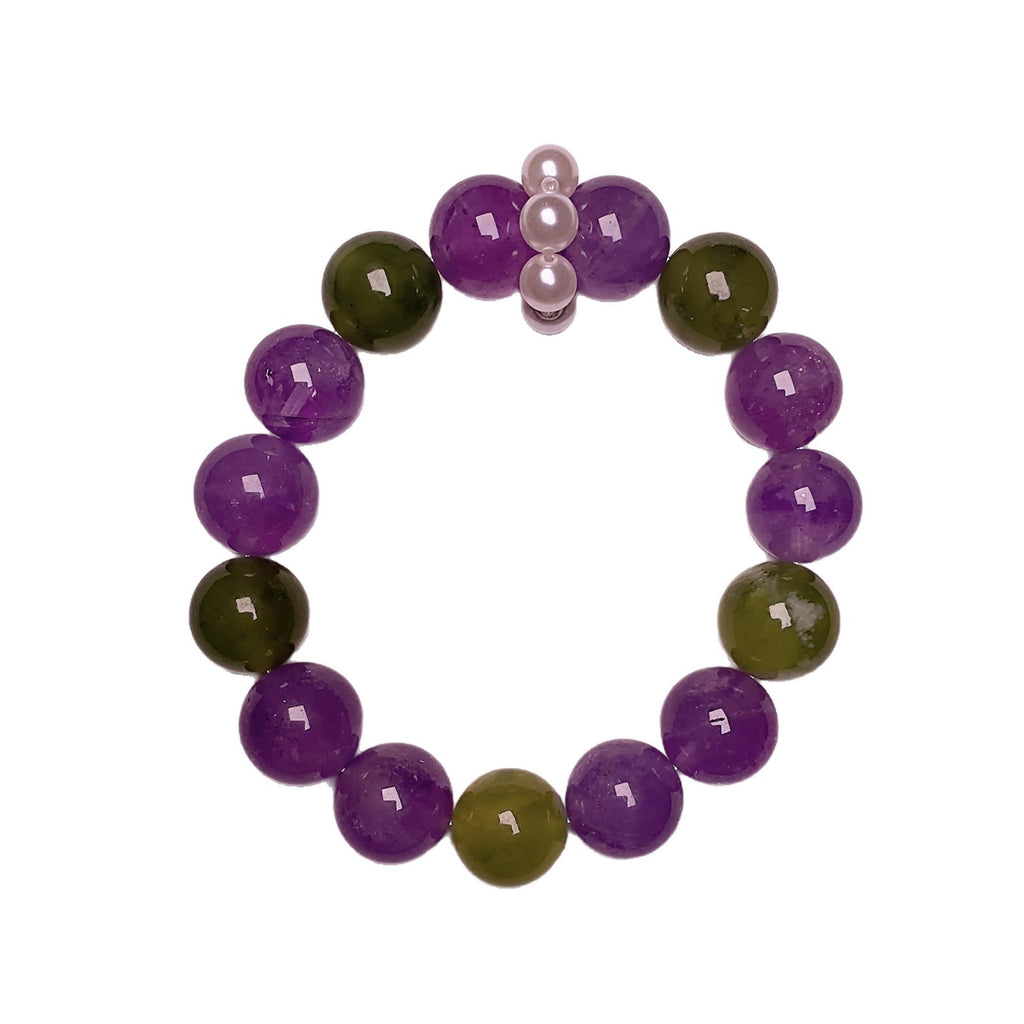 Dreamy Girl Purple Bracelet Premium Large Round Beads Elegant Light Luxury High-End Feel Hand Jewelry String Thousand Gold Feng Shui Crystal Bracelet