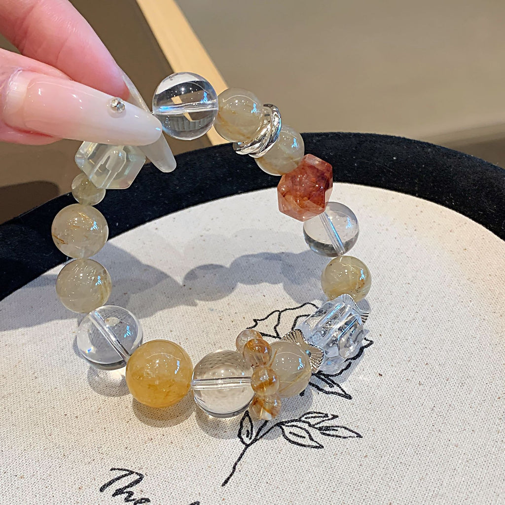 Natural Crystal Bracelet Jewelry Original Design Autumn New Crystal Bracelet Yellow Gum Flower Natural Crystal Bracelet