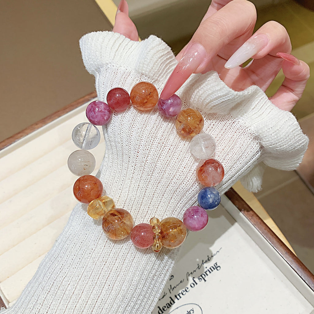 Red Gum Flower Natural Crystal Bracelet Seven Color Series Multi-Gem Crystal Bracelet Hot-Selling Jewelry Crystal Bracelet
