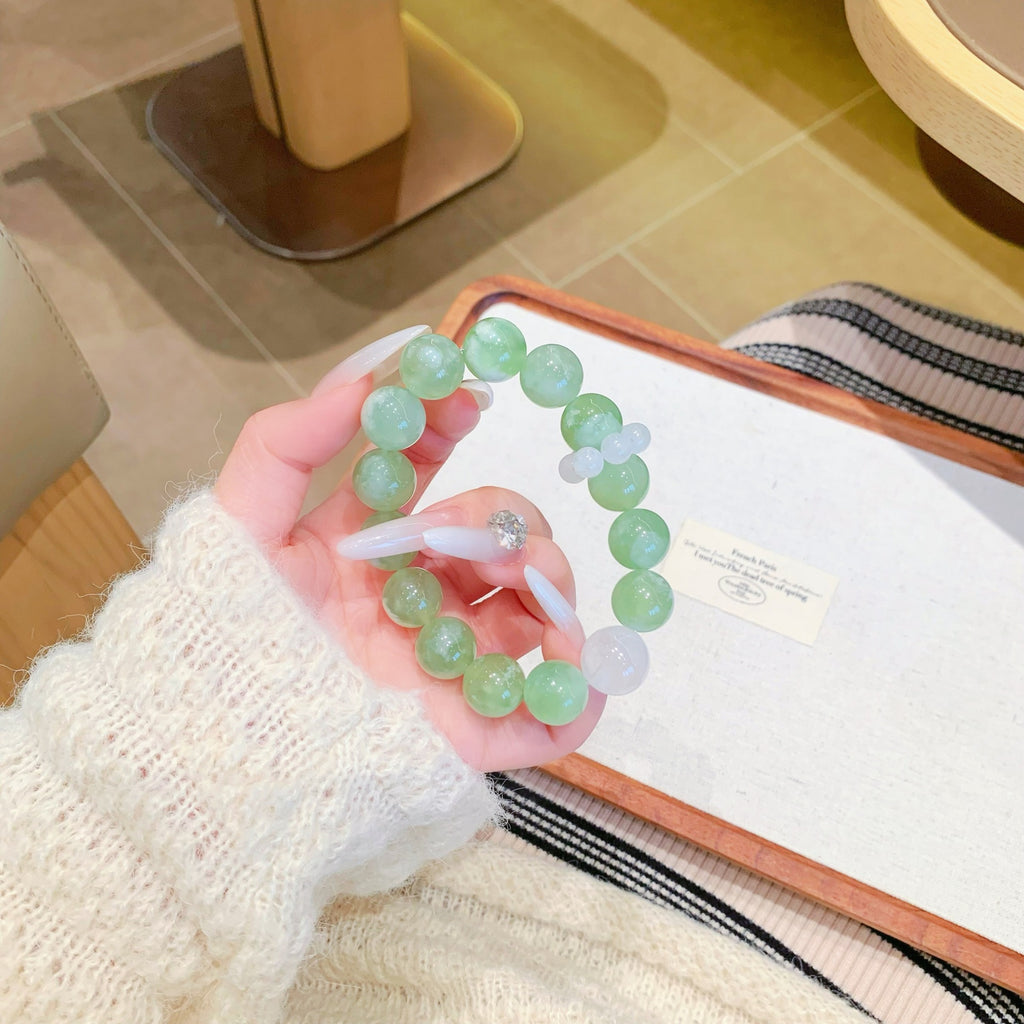 New Style Bracelet Wrap Around Finger Soft Gradient Color Ice Transparent Bracelet Round Beads for Students to Play with Xiuyan Crystal Bracelet