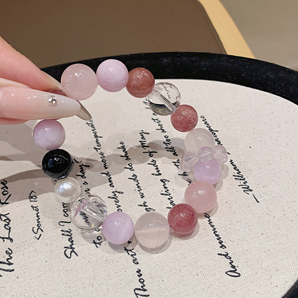 Fresh Style Multi-Color Bead Bracelet Niche Simple Design Fashion Versatile Bracelet Natural Rose Quartz Bracelet Wholesale