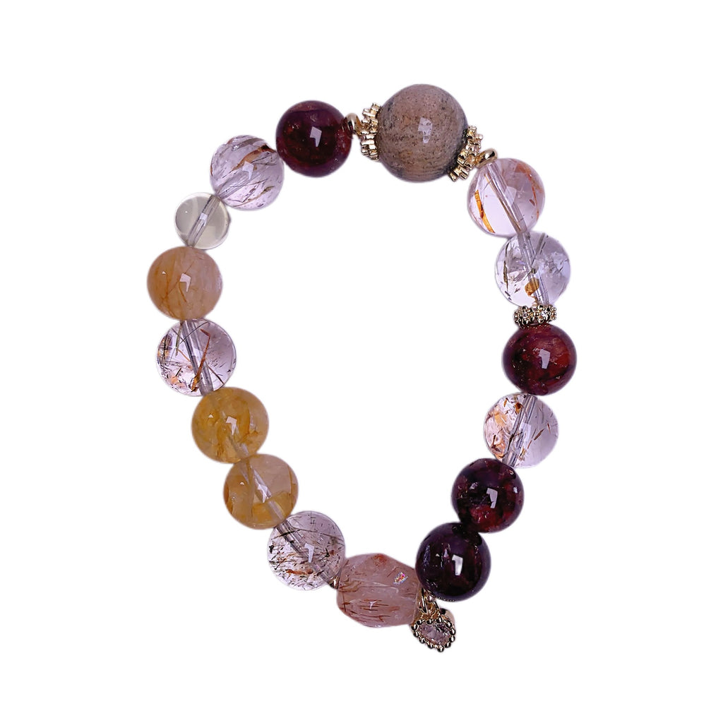 Factory Direct Supply Red Rubber Flower Multi-Treasure Beaded Bracelet Wholesale light luxury fashion jewelry Wholesale Crystal Bracelets and Bangles