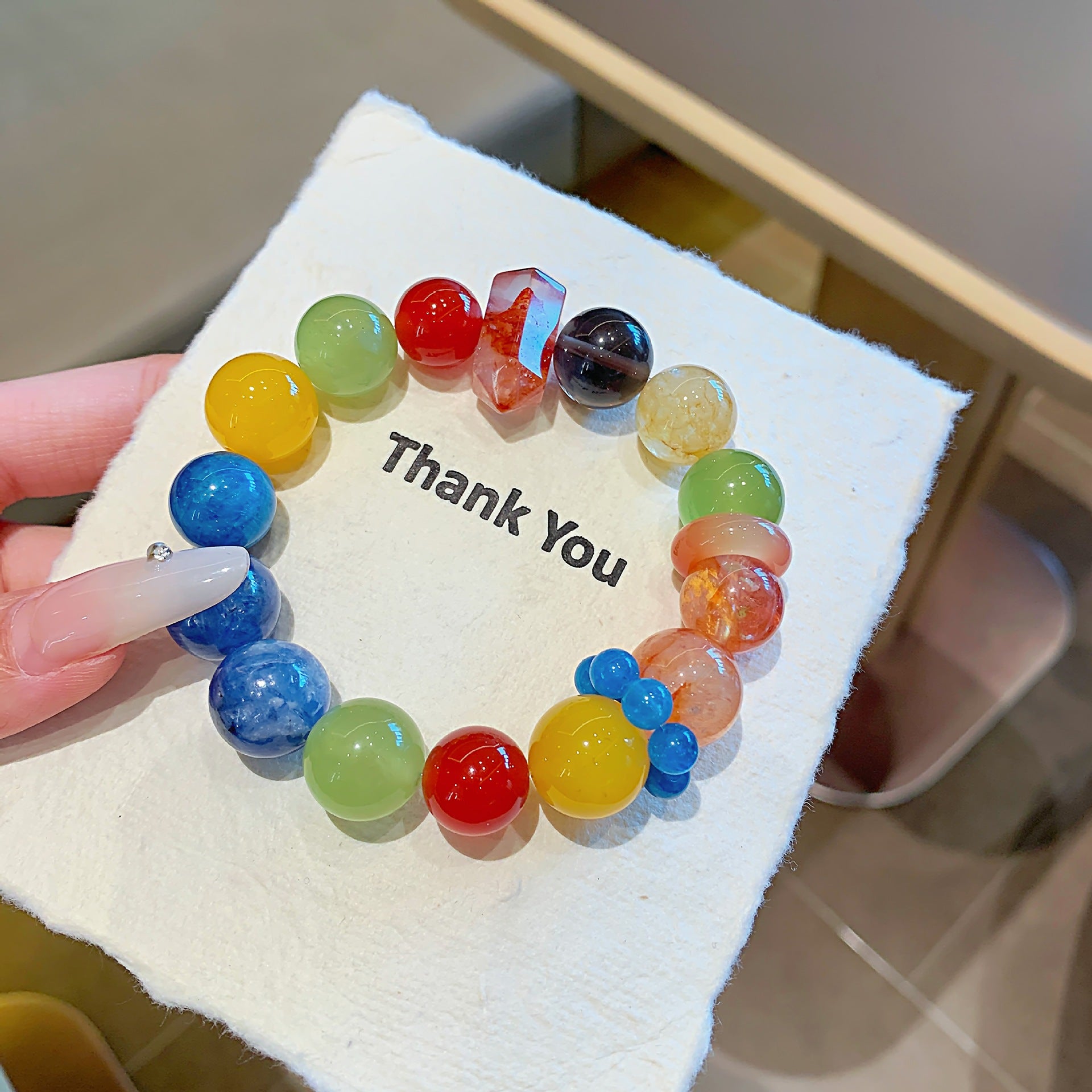 Natural Crystal Multi-Gem Bracelet Bafanglaicai Autumn and Winter Series Blue Kyanite Tea Crystal Black Gold Super Seven Red Glue Flower Bracelet