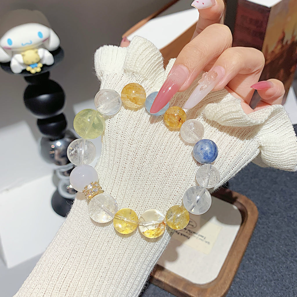 White Ase Crystal Bracelet Blue Crystal Yellow Gum Flower Women's Multi-Gem Rainbow Candy Color Single Circle Bracelet Crystal Bracelet