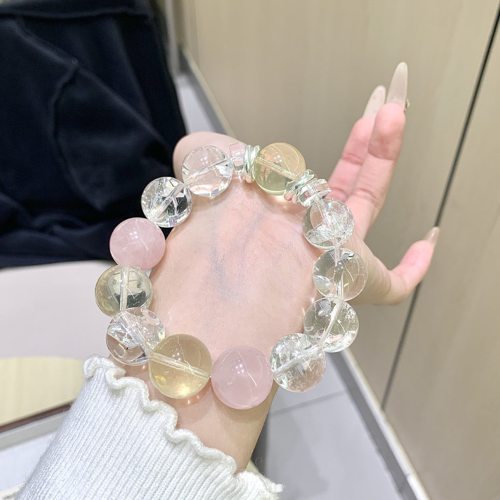 Natural Crystal Multi-Gem Bracelet Fortune-Attracting Beads with Unique Design Sense Light Luxury Hand Jewelry Gift Lemon Crystal Bracelet