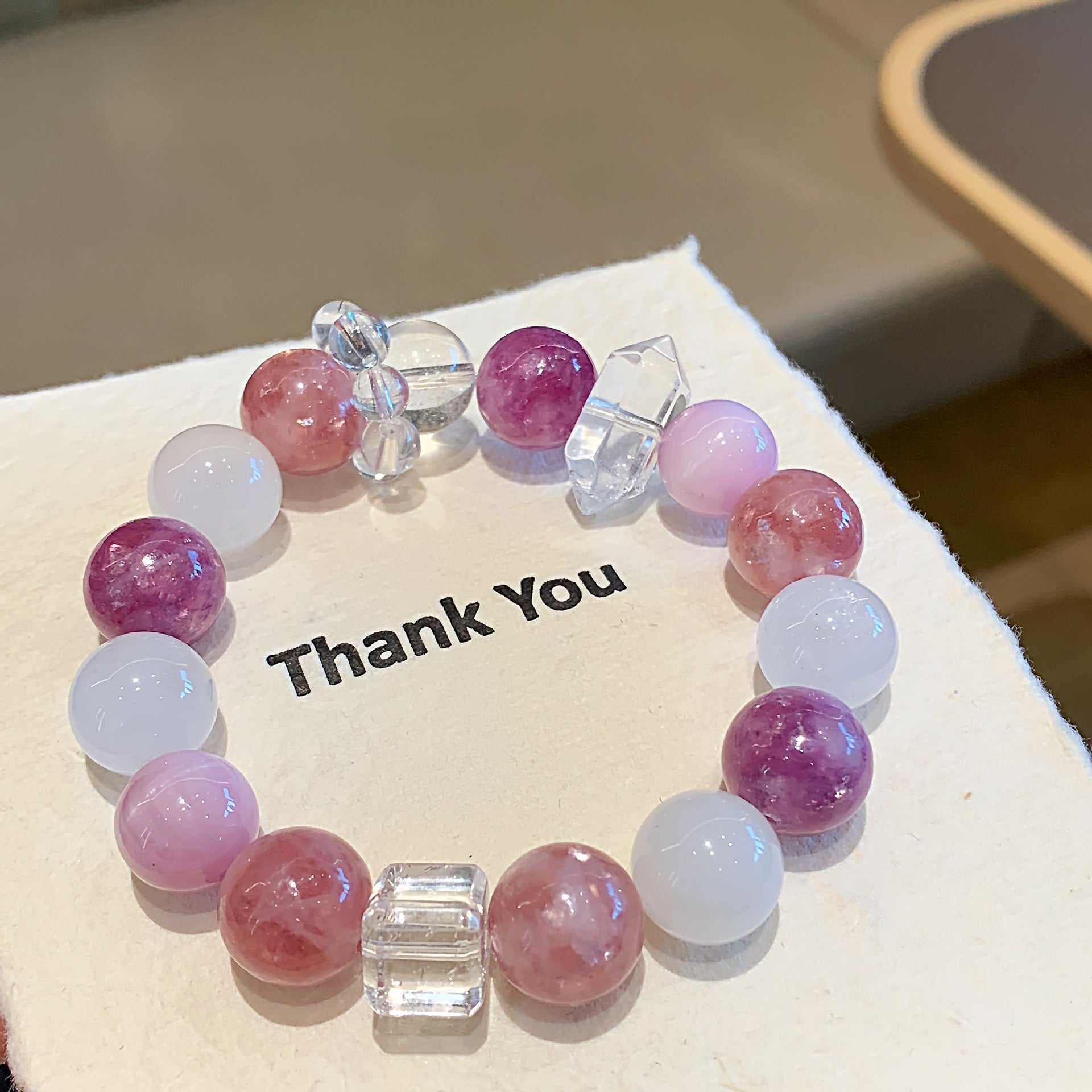 Natural Kunzite with White Phantom Stone Bracelet White Crystal Travel Original Edition Natural White Phantom Crystal Bracelet