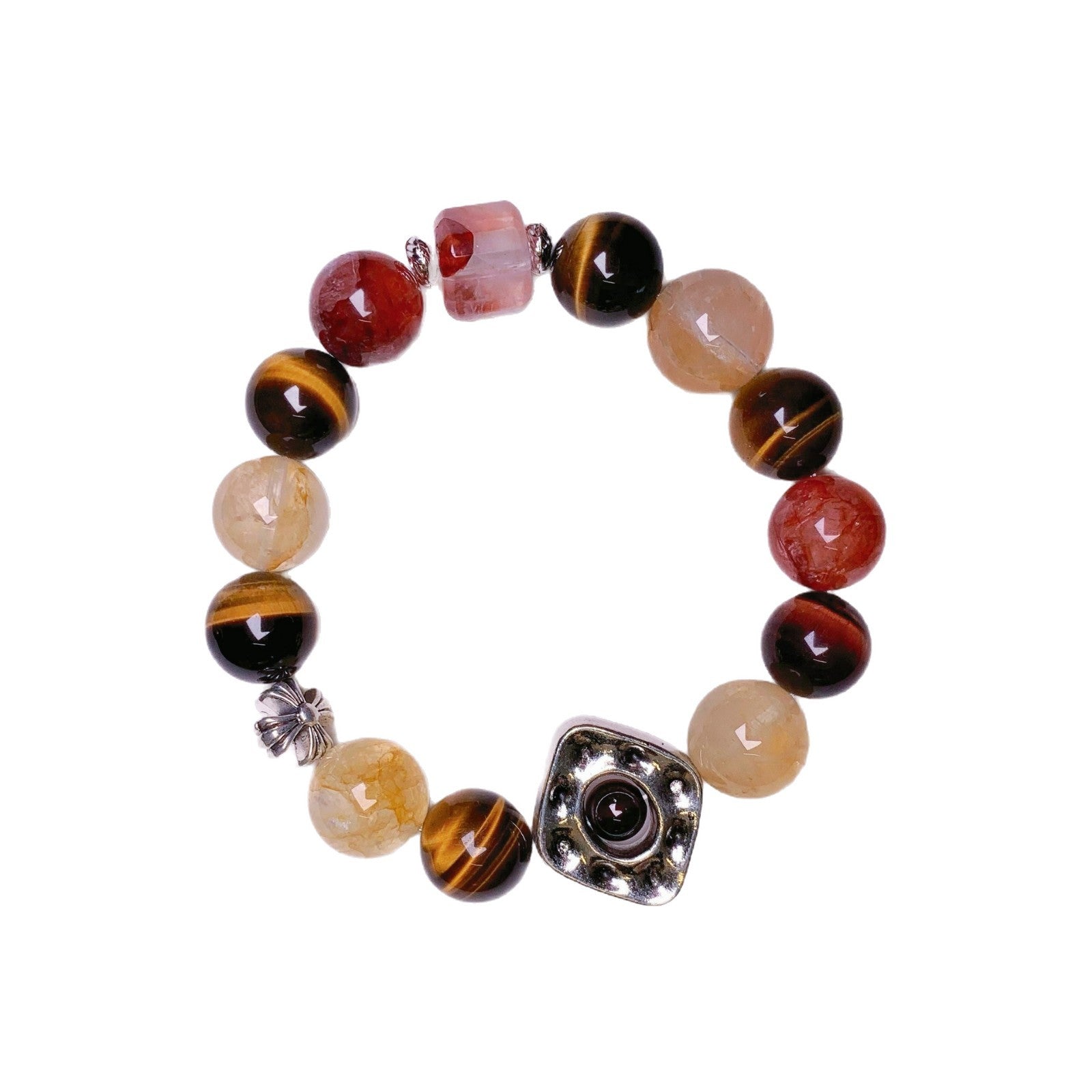 Natural Crystal Multi-Gemstone Bracelet Original Yellow Gum Flower Yellow Tiger Eye Obsidian Bracelet Xiaohongshu Foreign Trade Wholesale