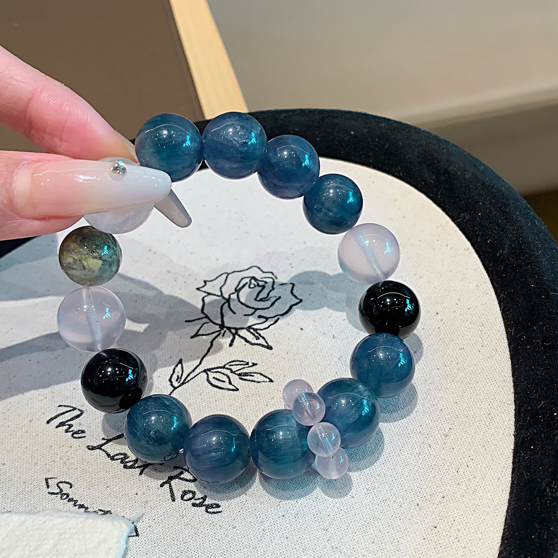 Blue and Green Crystal Bracelet diy Handmade Round Beads Wholesale Natural Crystal Bracelet Hot-Selling Jewelry Crystal Bracelet