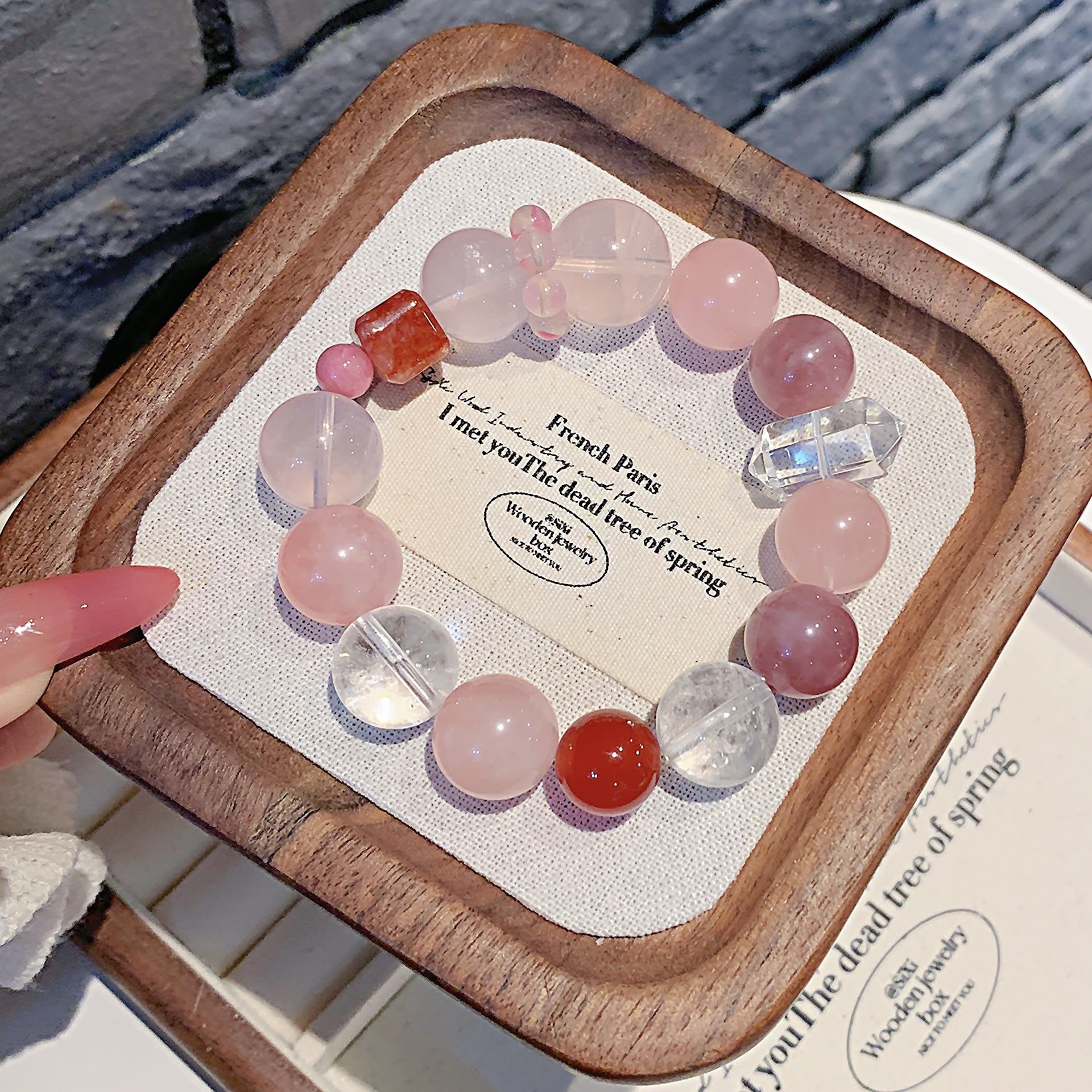 Natural Pink Crystal Bracelet Natural Crystal Bracelet Hot-Selling Jewelry Crystal Bracelet Jewelry Original Bracelet diy