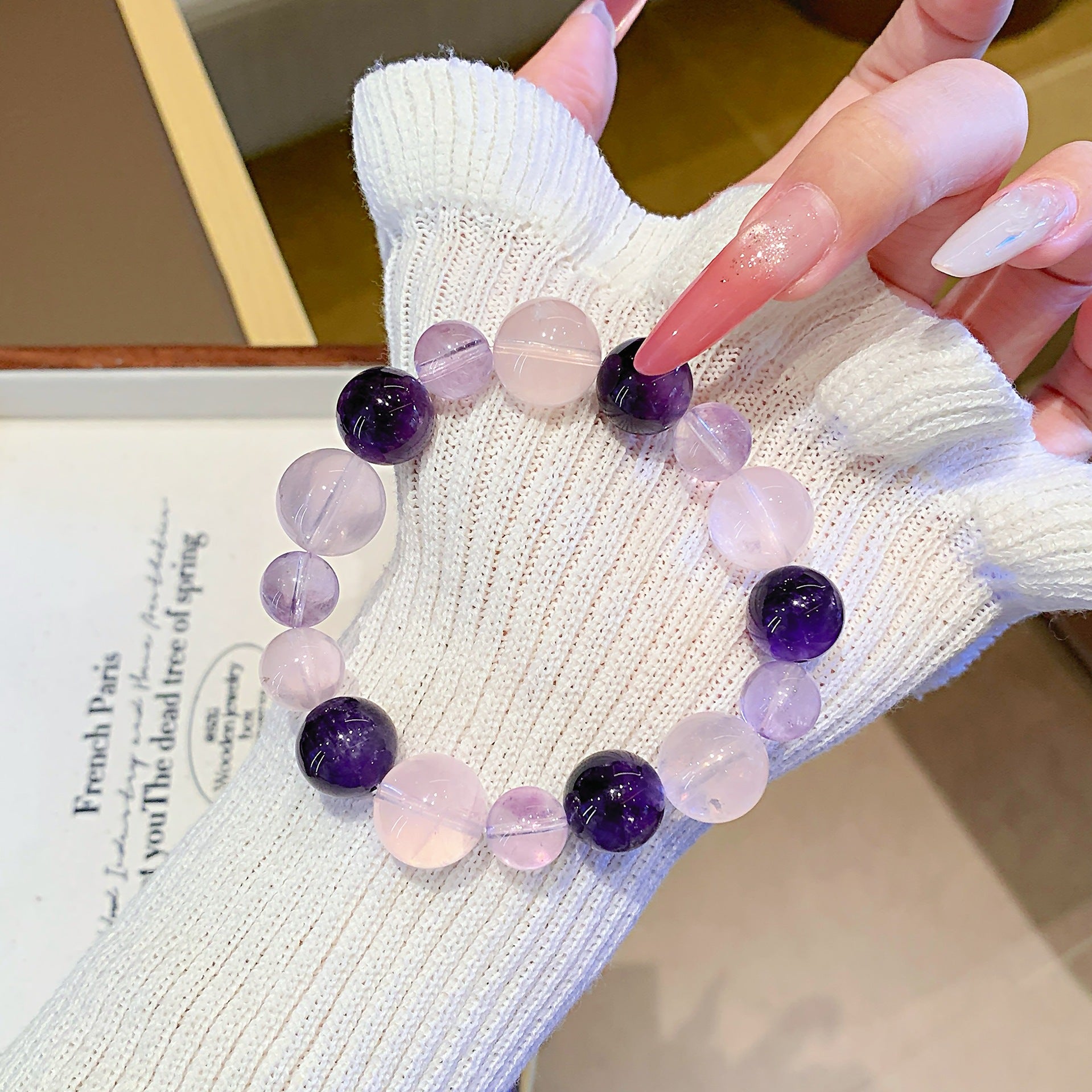 Natural Crystal Bracelet diy Rose Quartz Bracelet Hot-Selling Jewelry Original Design Lucky Bracelet Amethyst Bracelet