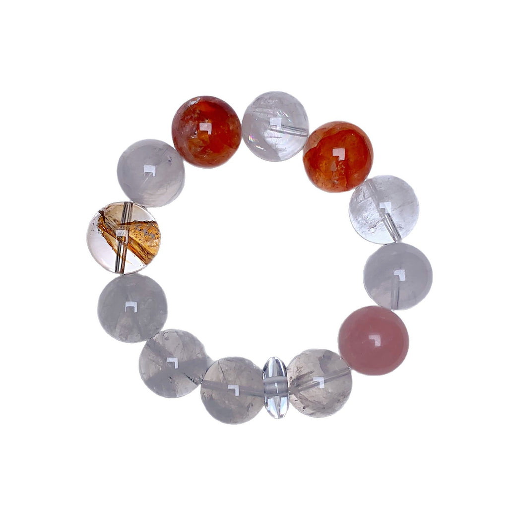 Natural Crystal Bracelet White Crystal DIY Original Design Unique Design Crystal Chain Red Gum Flower Crystal Bracelet