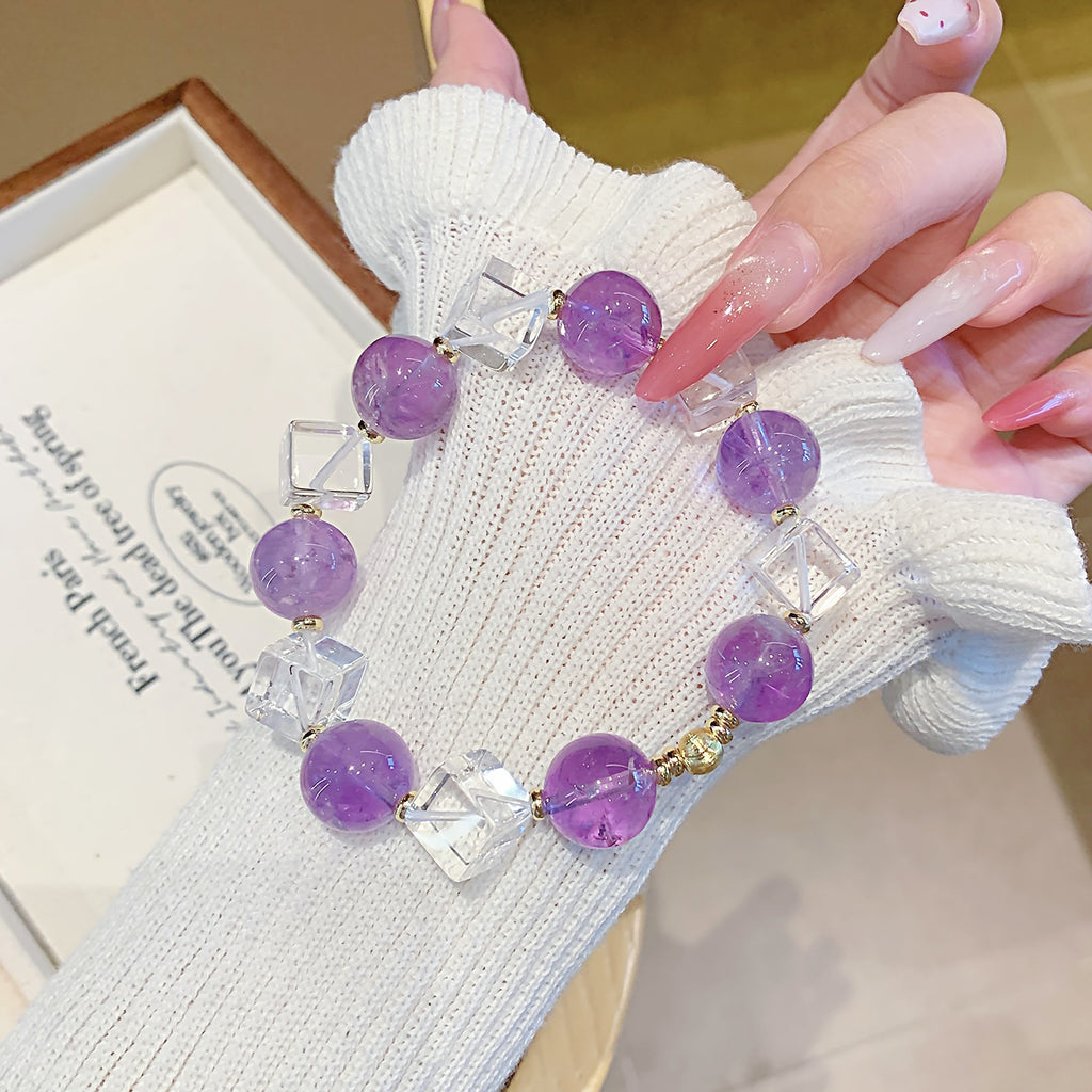 Natural Crystal Bracelet Jewelry Original diy Niche High-End Bracelet diy Natural Amethyst Bracelet
