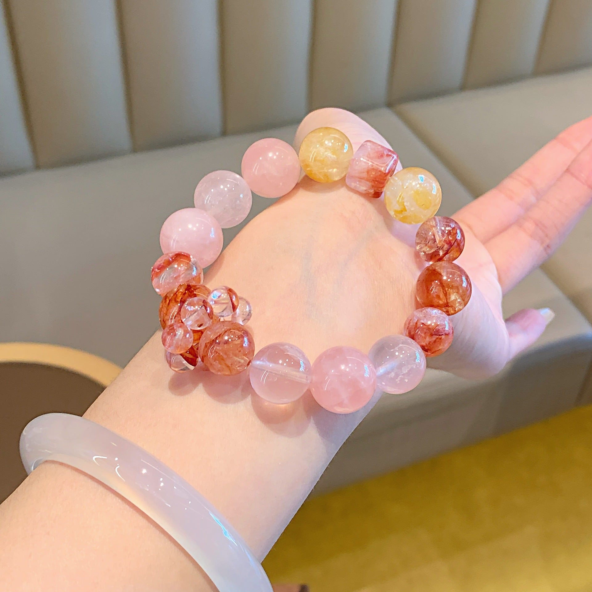Large Particle Pure Natural Crystal Red Agate Flower Bracelet Energy Stone Genuine Exquisite Women's Jewelry Gift for Girlfriend