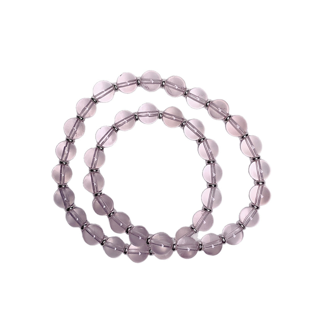 New ins Sweet and charming style Transparent Pink Beaded Bracelet Elegant Versatile Crystal Bracelet Rose Quartz Crystal Bracelet