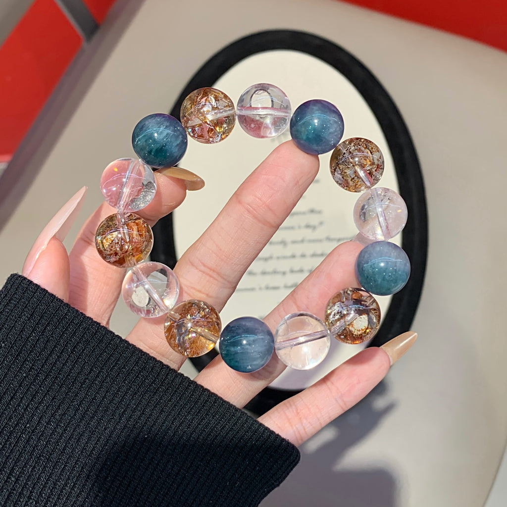 Natural White Crystal Bracelet Pair with Gold Foil Explosion Original Design New Cross-Border Hot-Selling Bracelet Crystal Bracelet