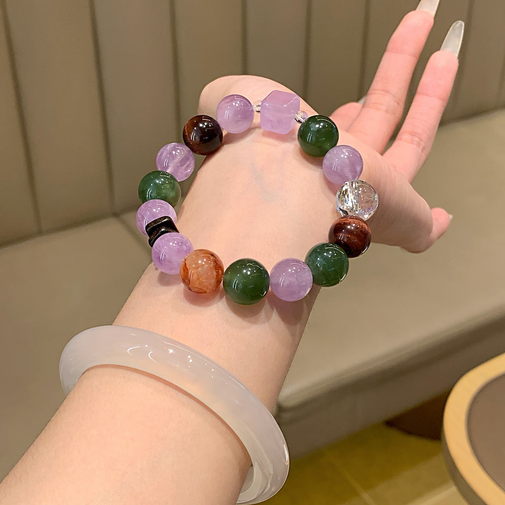 Purple Aura Eastward Nine Purple Fire Natural Crystal Bracelet Fashionable High-End Bracelet Natural Amethyst Bracelet