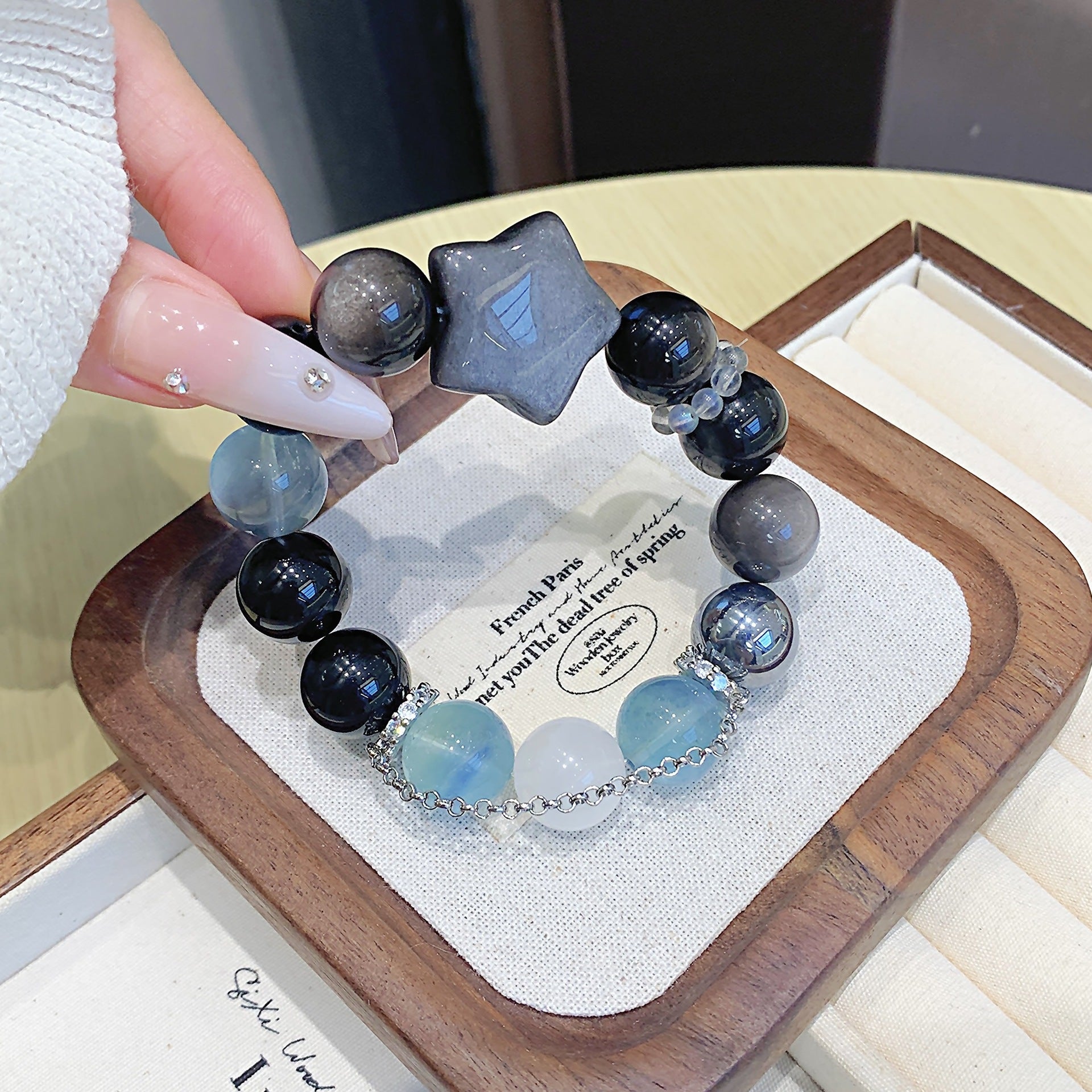 Natural Silver Obsidian Crystal Bracelet Natural Crystal Factory Wholesale Cross-border Crystal Bracelet Silver Obsidian Bracelet