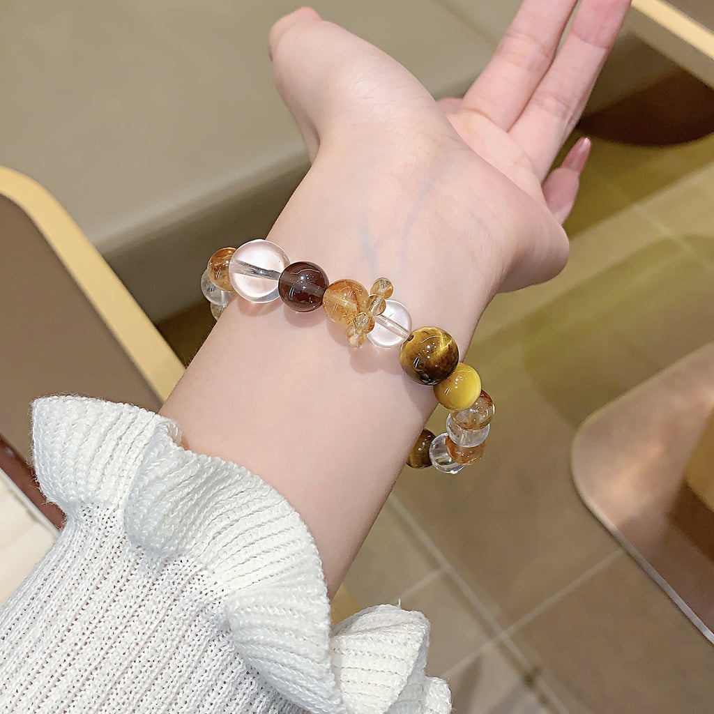 Original New Yellow Tiger Eye Bracelet Elegant and Versatile Bracelet Original Design Yellow Tiger Eye Crystal Bracelet