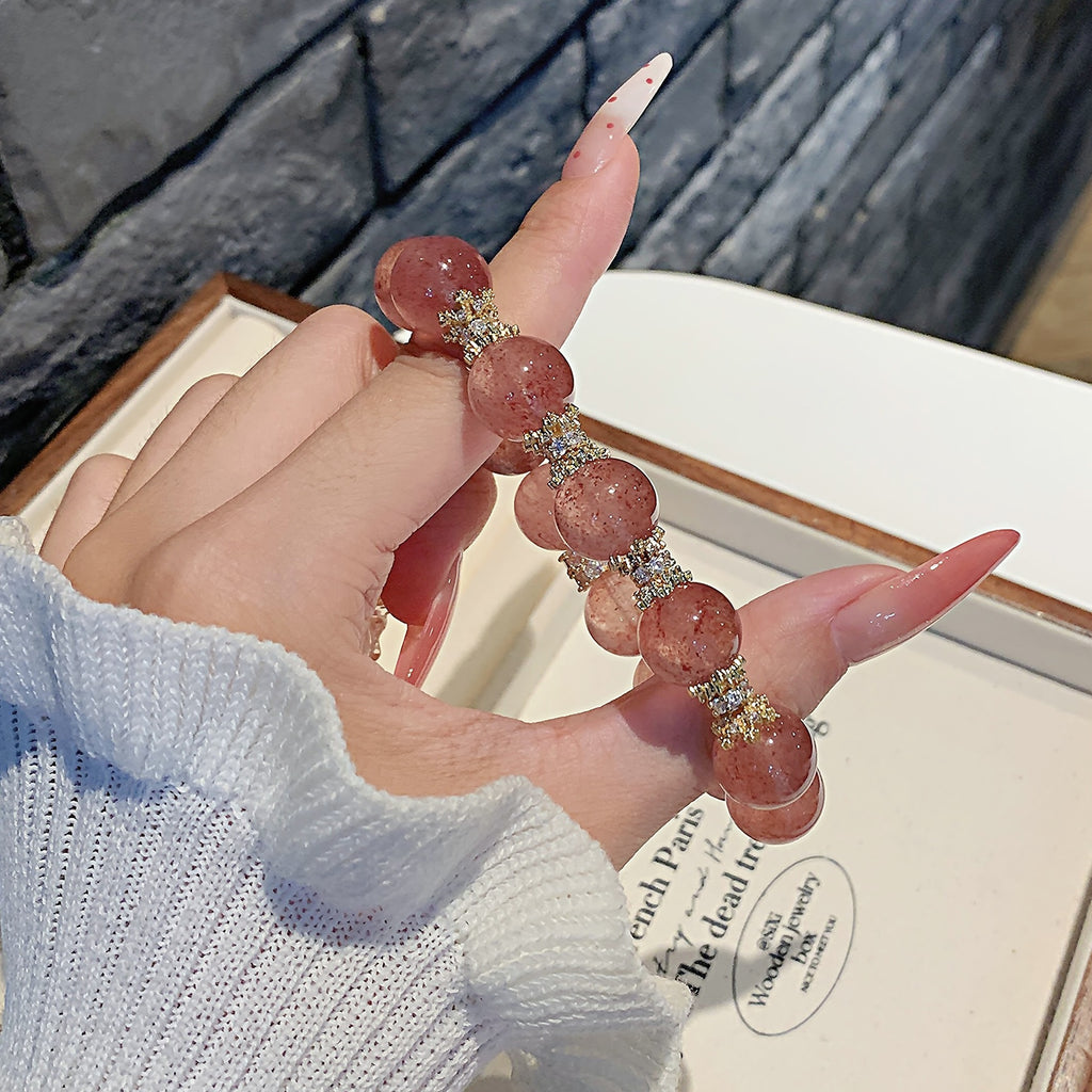 Natural Strawberry Crystal Bracelet Career Fortune Bead Bracelet Niche Design Best Friend Gift Strawberry quartz diy Bracelet