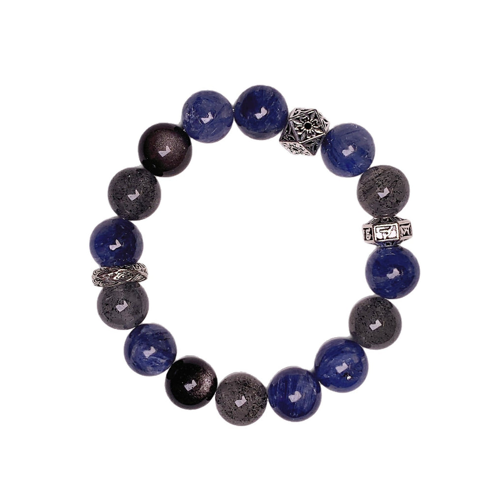 Van Gogh Starry Sky Kyanite Crystal Bracelet Natural Blue Crystal Stone Round Bead Bracelet Niche Exquisite Fashion Bracelet
