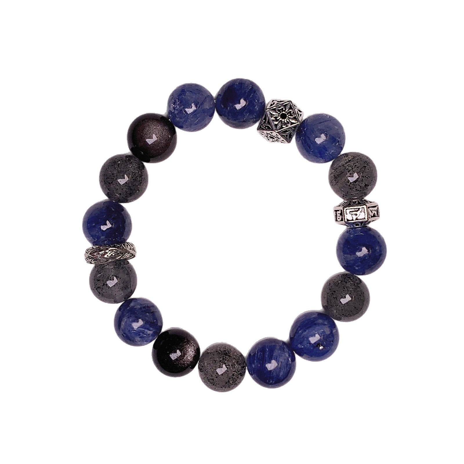 Van Gogh Starry Sky Kyanite Crystal Bracelet Natural Blue Crystal Stone Round Bead Bracelet Niche Exquisite Fashion Bracelet
