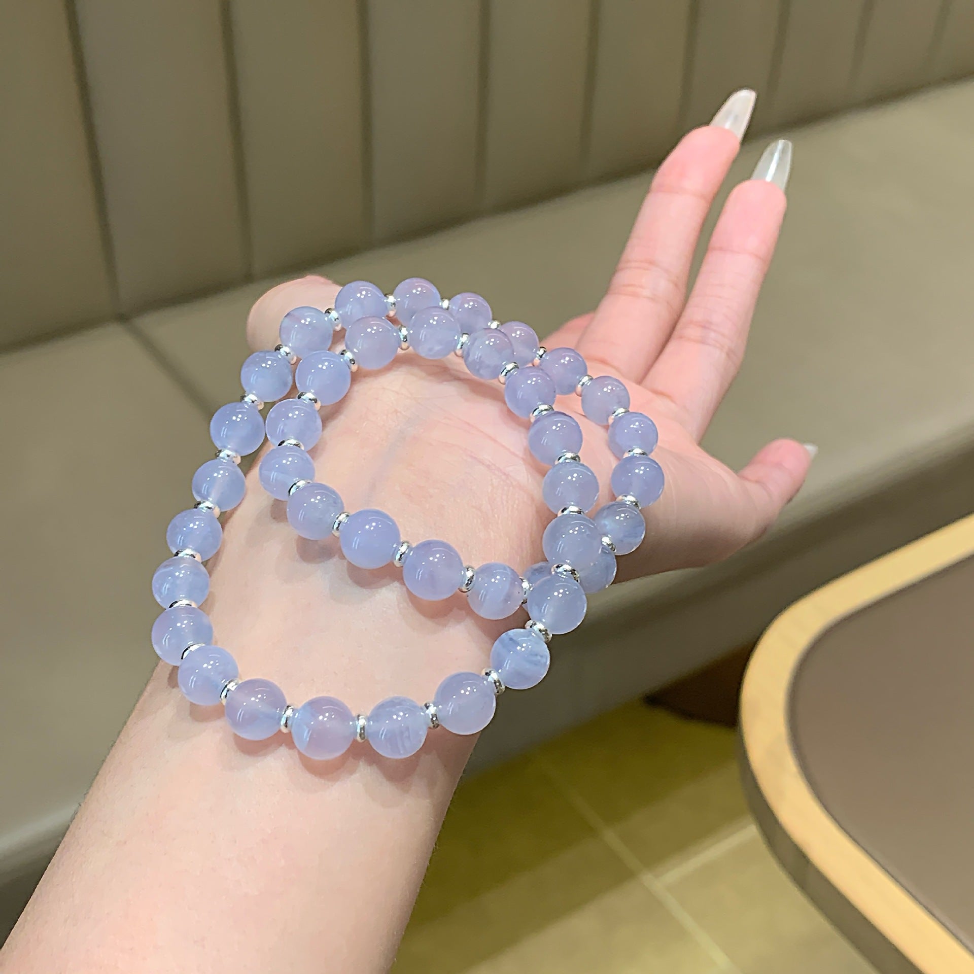 Natural Crystal Bracelet Jewelry Bracelet Niche High-Grade Blue Bracelet Wholesale Blue Agate Crystal Bracelet