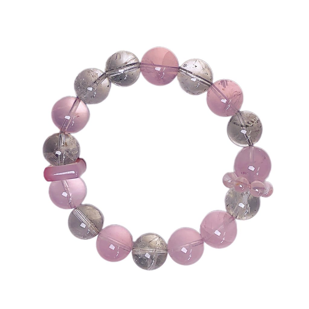 Natural pink crystal paired with white crystal bracelet Rose Glow DIY Single Ring Bracelet Factory Direct Supply Crystal Bracelet