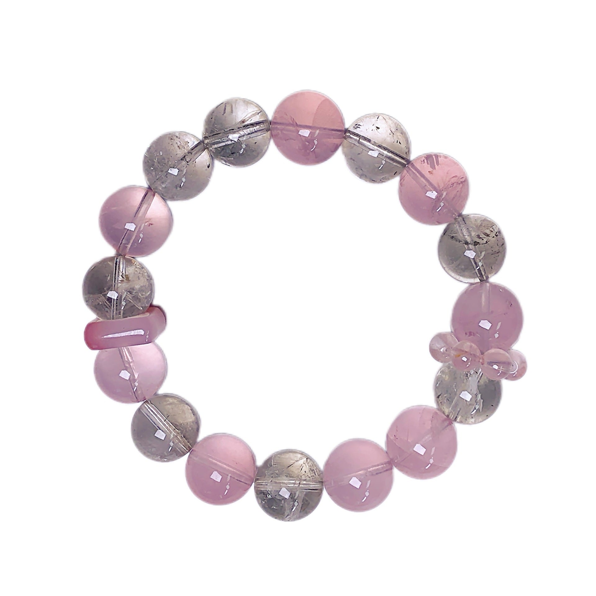 Natural pink crystal paired with white crystal bracelet Rose Glow DIY Single Ring Bracelet Factory Direct Supply Crystal Bracelet