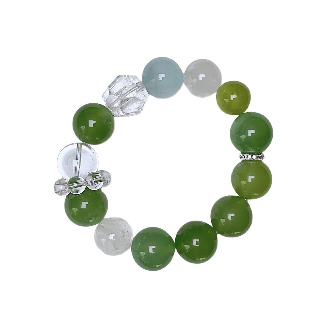 Natural Crystal Bracelet Green Grape Milk Cap Xiuyu Crystal White Phantom Large Particles Handmade Jewelry Wholesale for Live Streaming E-commerce