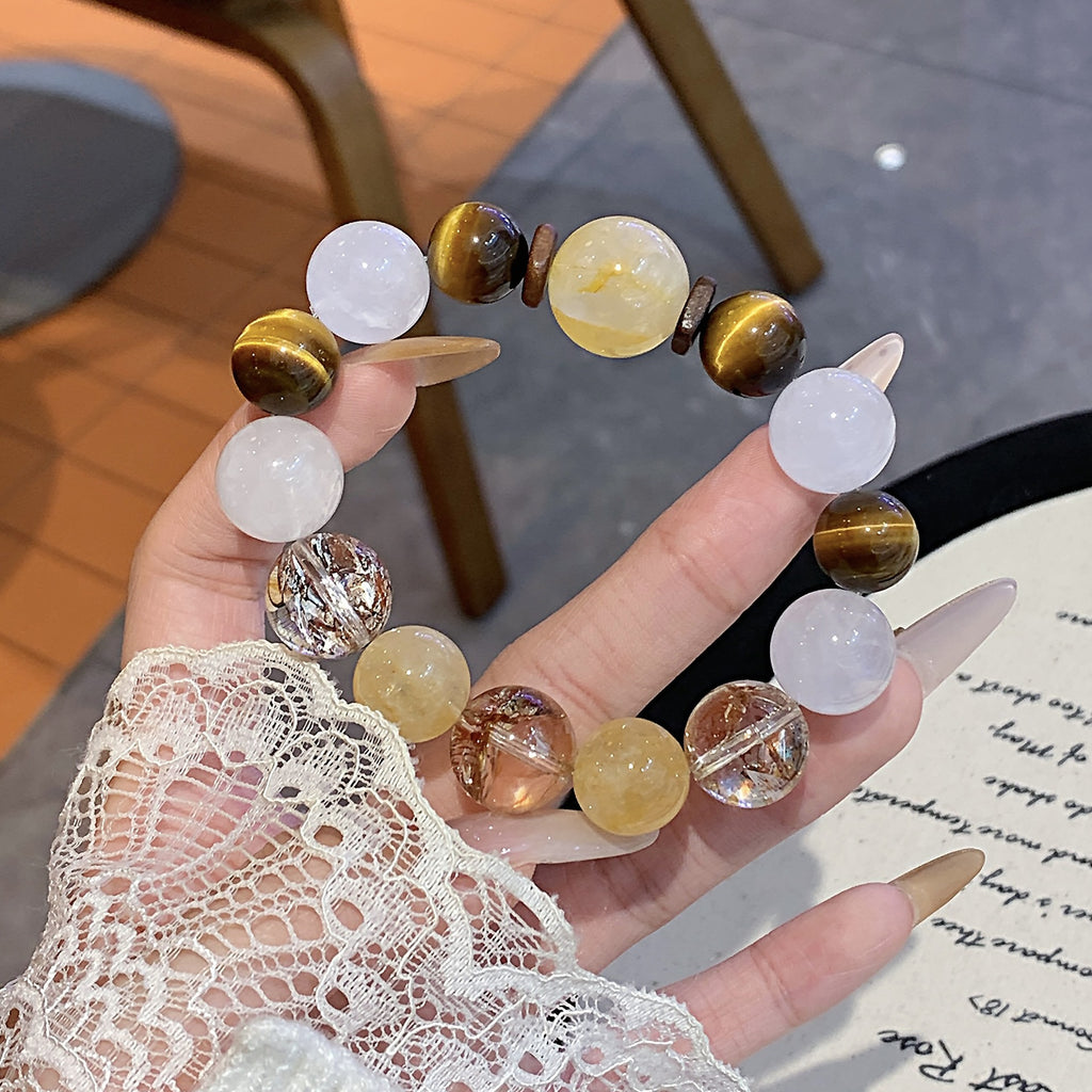Natural Crystal Bracelet Jewelry Wholesale Original Design Crystal Bracelet with a Sense of Sophistication Yellow Tiger Eye Bracelet Crystal