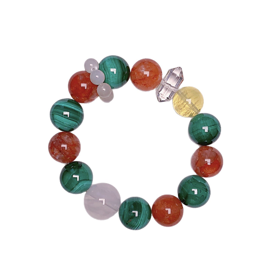 Natural Christmas Crystal Bracelet Female Malachite with Red Gum Flower High-End Light Luxury Fashion Gift for best friend, gift for girlfriend