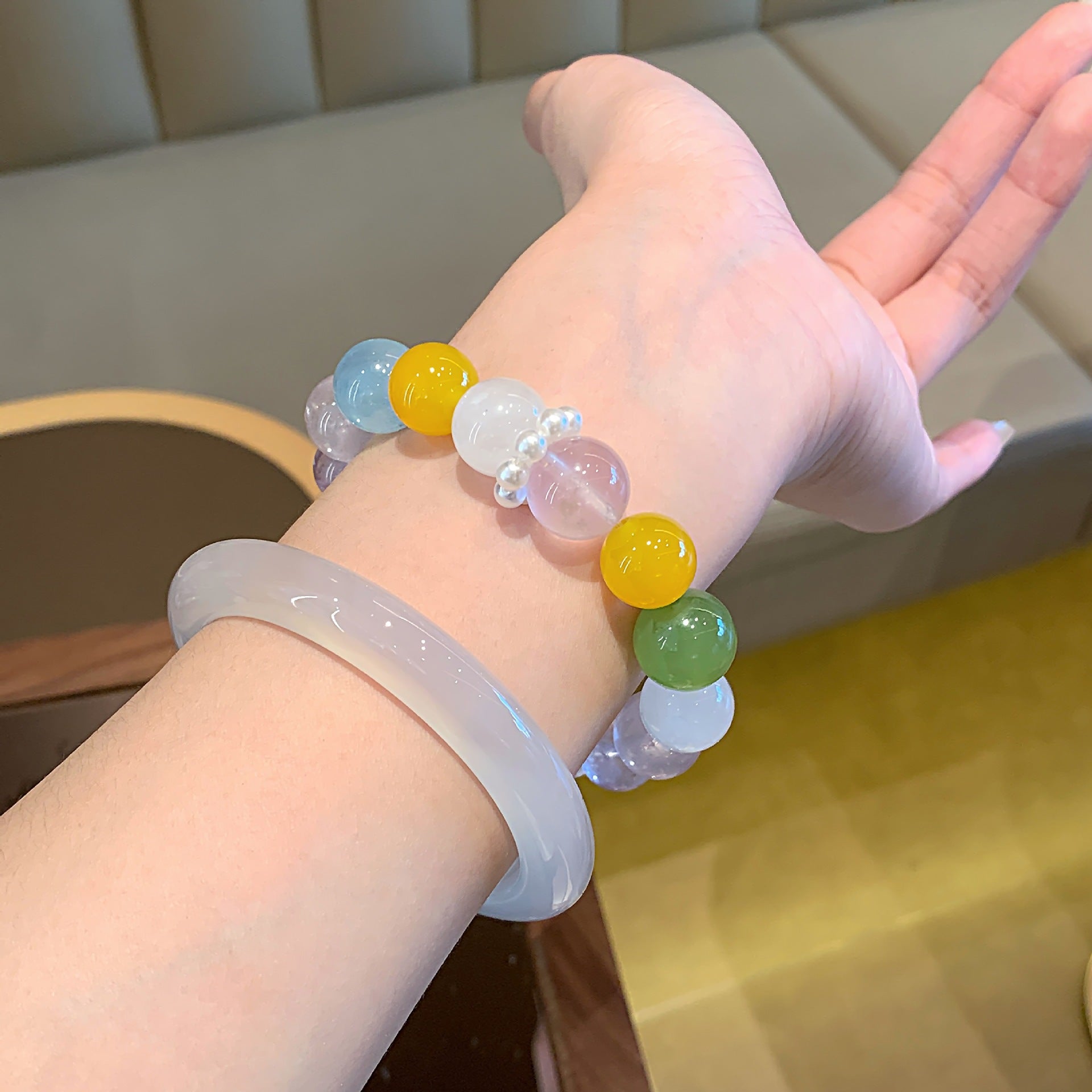 Natural Crystal Bracelet Jewelry Cross-border New Jewelry Bracelet Multi-gem Bracelet Natural Pink Crystal Bracelet