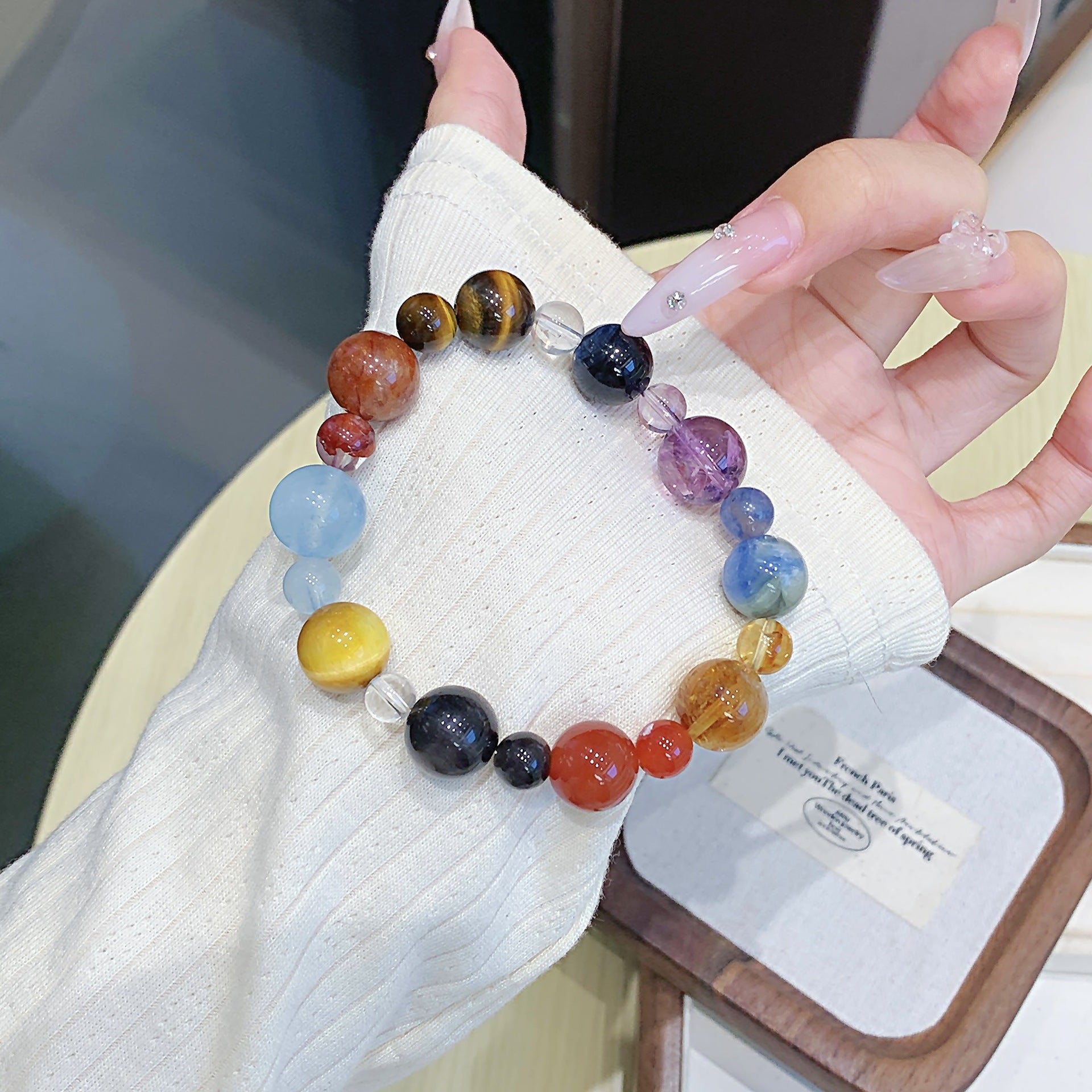 Yellow Pagoda Crystal Red Glue Flower Tiger Eye Stone Bracelet for Women Fortune Attracting Crystal Chain Crystal Bracelet diy Wholesale Bracelets