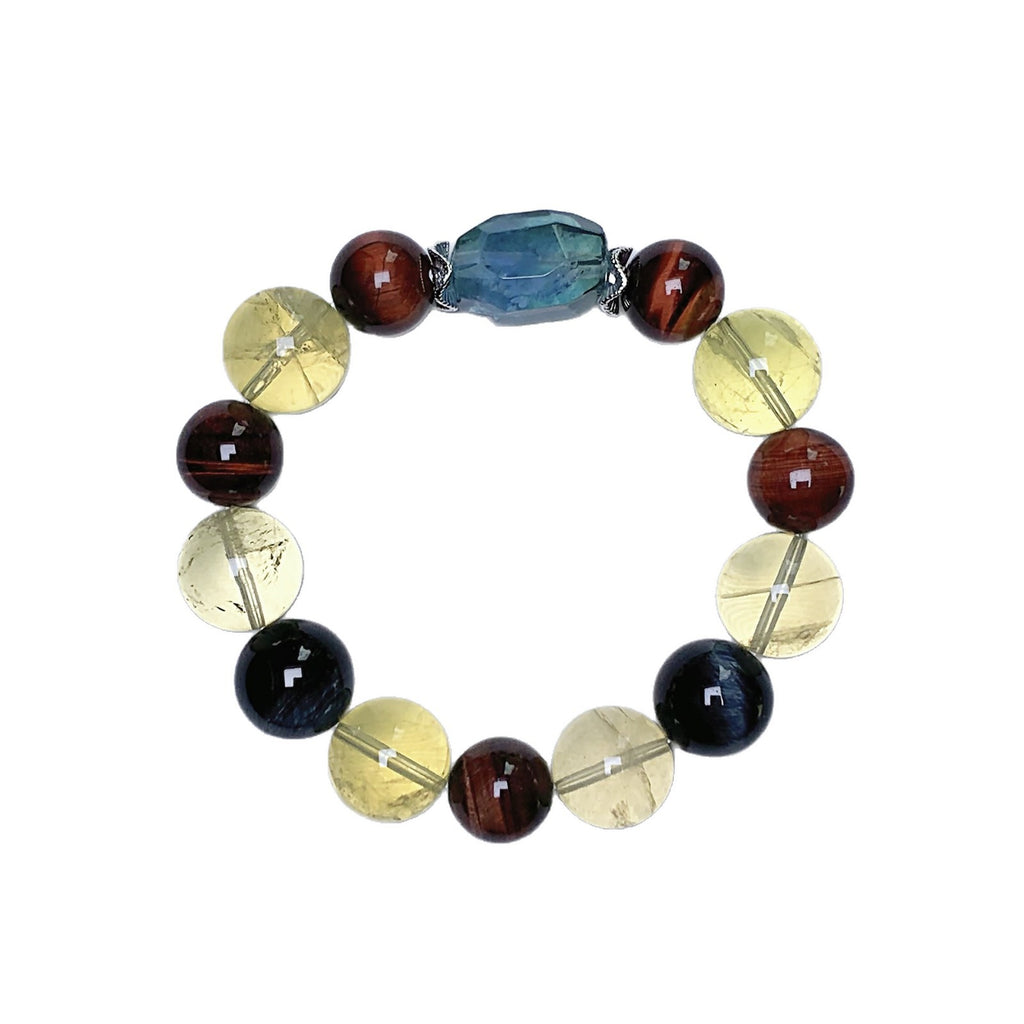 Natural Multi-Gemstone Crystal Bracelet Red Tiger Eye Bracelet Winter Hot-Selling Hand Jewelry Rainbow Multi-Treasure Dopamine Hand Crystal
