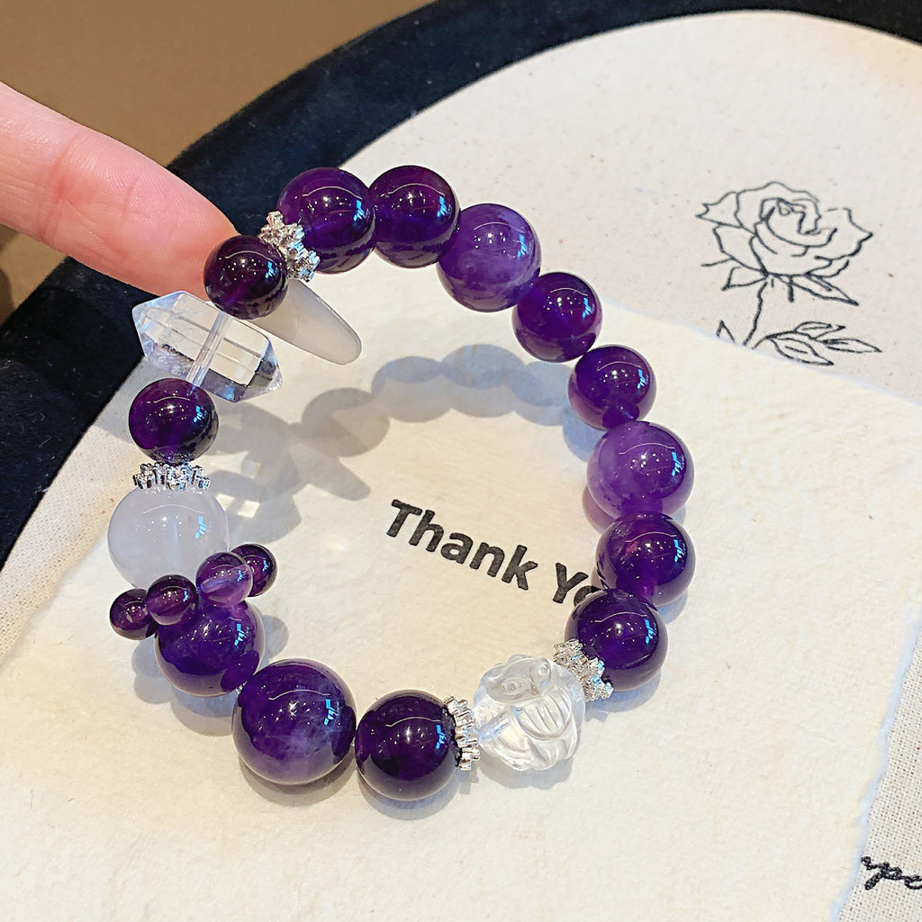 【Purple Starry Sky】Natural Amethyst Bracelet Purple Grape Women's Bracelet Single Circle Uruguay Amethyst Bracelet