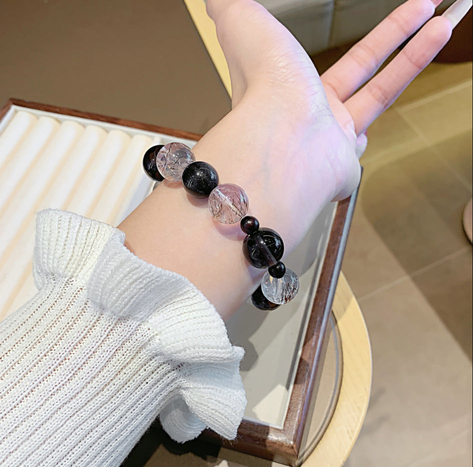 Natural Crystal Bracelet Cross-border Hot-Selling Original Niche Design Crystal Chain Natural Black Gold Super Seven Crystal Bracelet