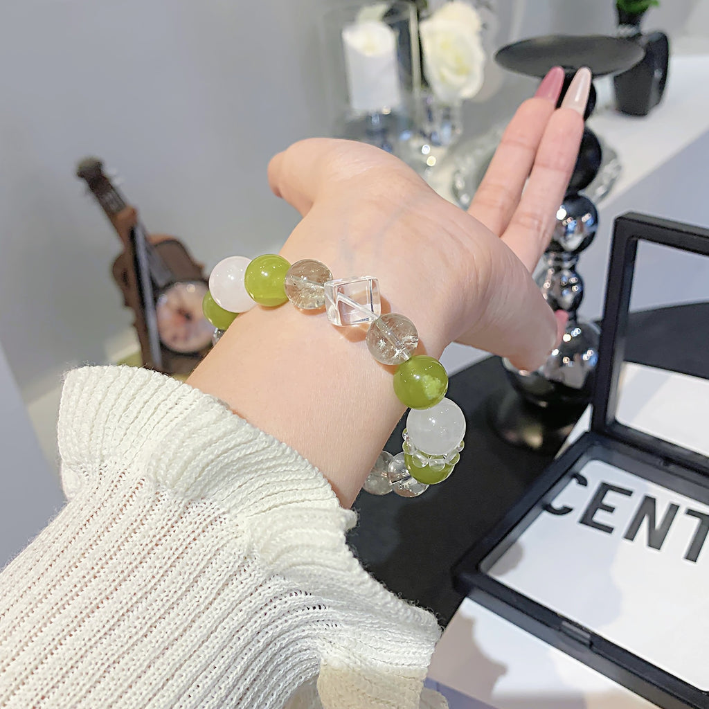 Natural Green Grape Milk Cap Xiuyan Multi-Gem Bracelet Scattered beads diy Crystal Bead Chain National Style Hot-Selling Crystal Bracelet