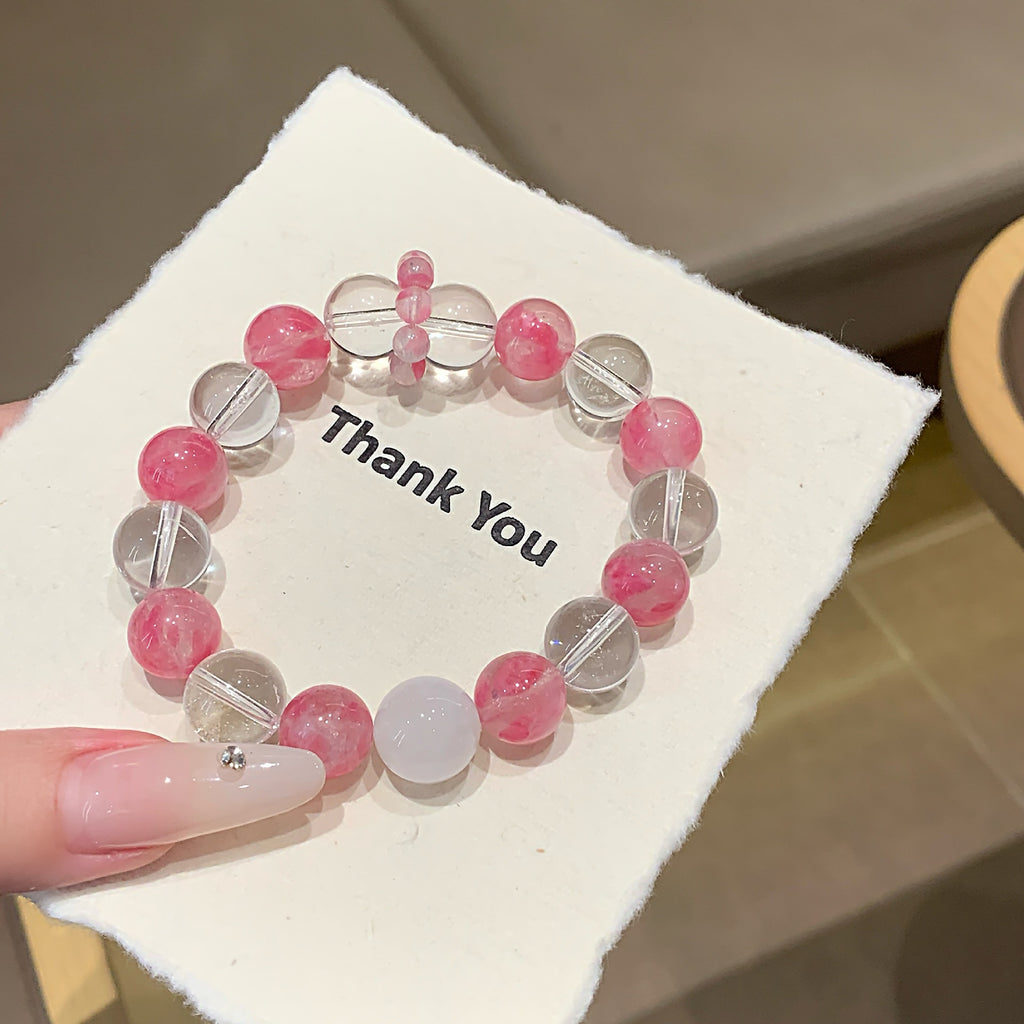 Minimalist Design Crystal Bracelet Light Luxury Versatile Fashion Best Friend Beaded Jewelry Sakura Rain Crystal Bracelet