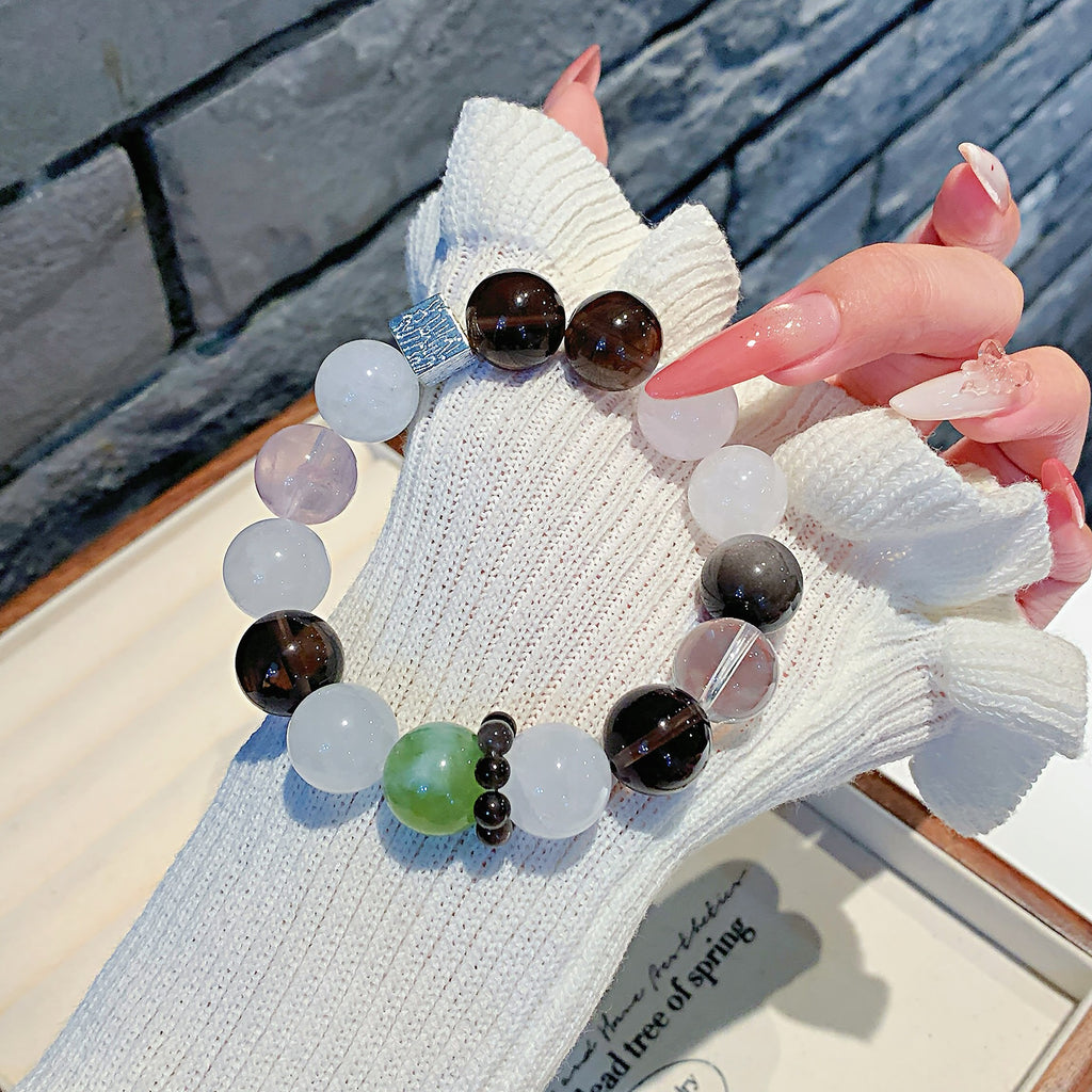 Natural White Phantom Quartz DIY Celebrity Style Bracelet Mixed Design of Treasures Xiaohongshu TikTok Crystal Beads