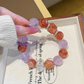 Natural Amethyst Large Bead Red Resin Flower Design Bracelet for Women Nine Purple Fire Bracelet Design Crystal Bracelet