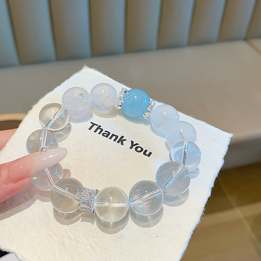 Natural Crystal Bracelet White Crystal White Phantom with Aquamarine Original Design Bracelet Wholesale Crystal Bracelets