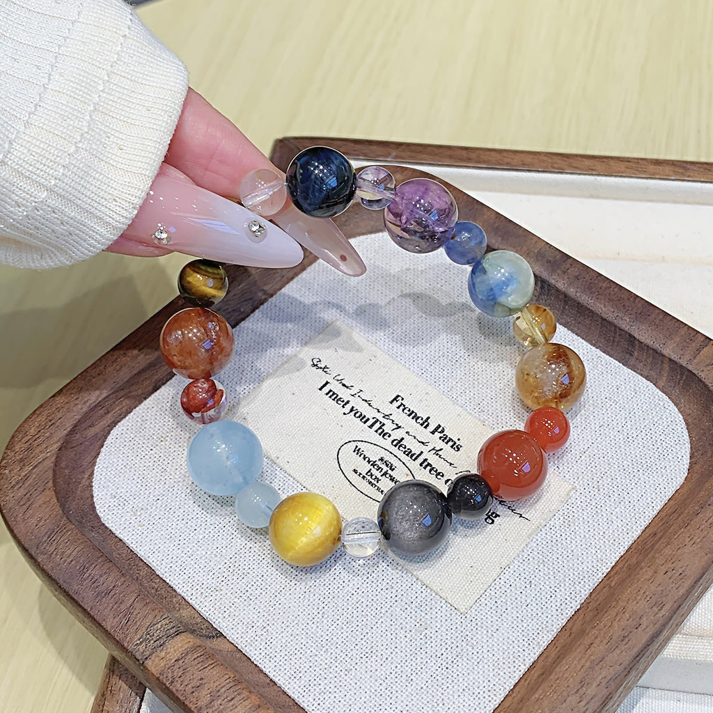 Yellow Pagoda Crystal Red Glue Flower Tiger Eye Stone Bracelet for Women Fortune Attracting Crystal Chain Crystal Bracelet diy Wholesale Bracelets
