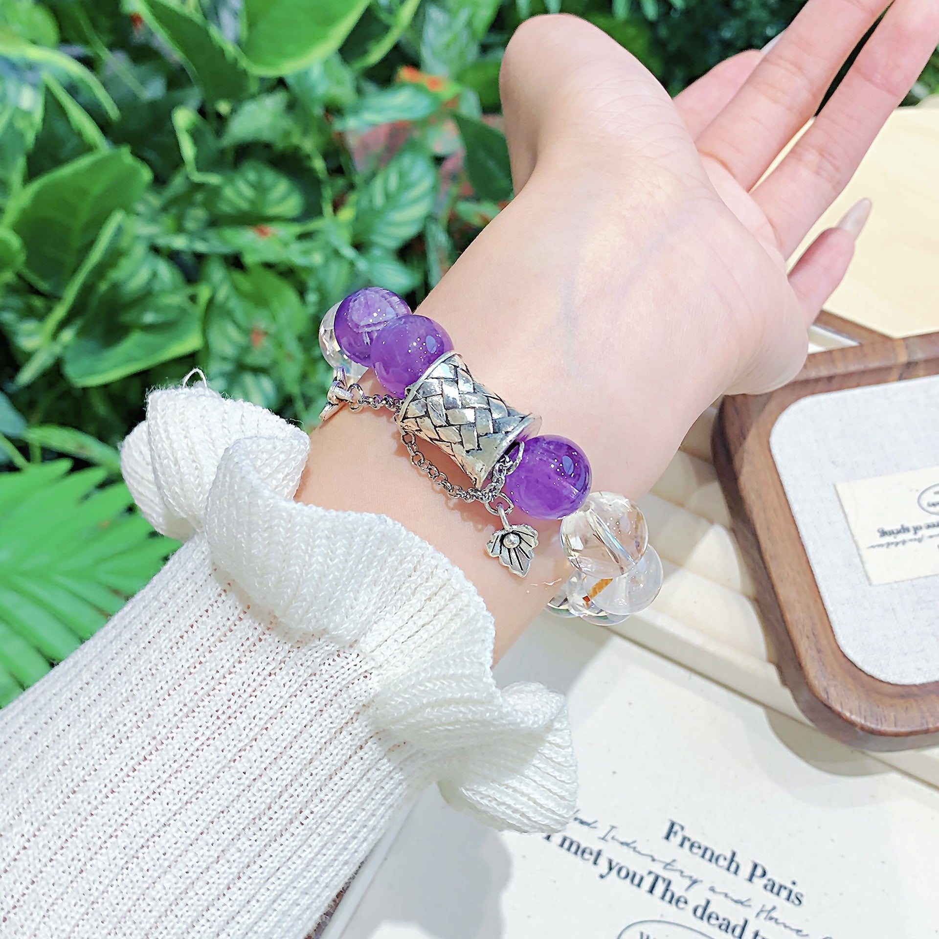 Natural White Crystal Agate Mixed Bracelet Original Design Sweet Style Bracelet High-end Exquisite Jewelry Gift