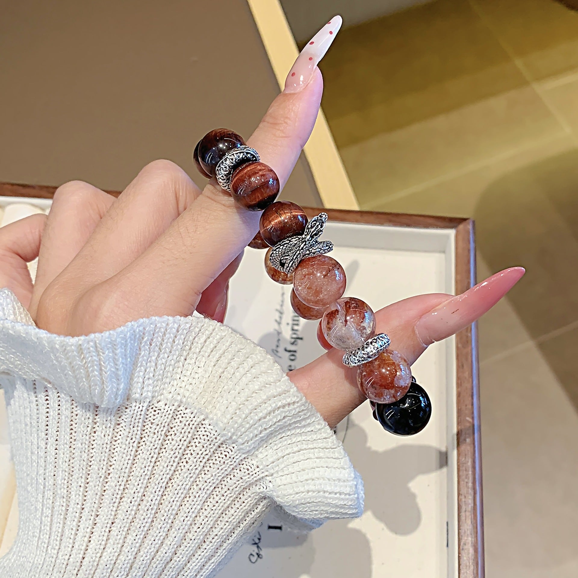 Red Tiger Eye Crystal Bracelet diy Luxury High-End Bracelet Natural Crystal Bracelet Hot-Selling Jewelry Crystal Bracelet