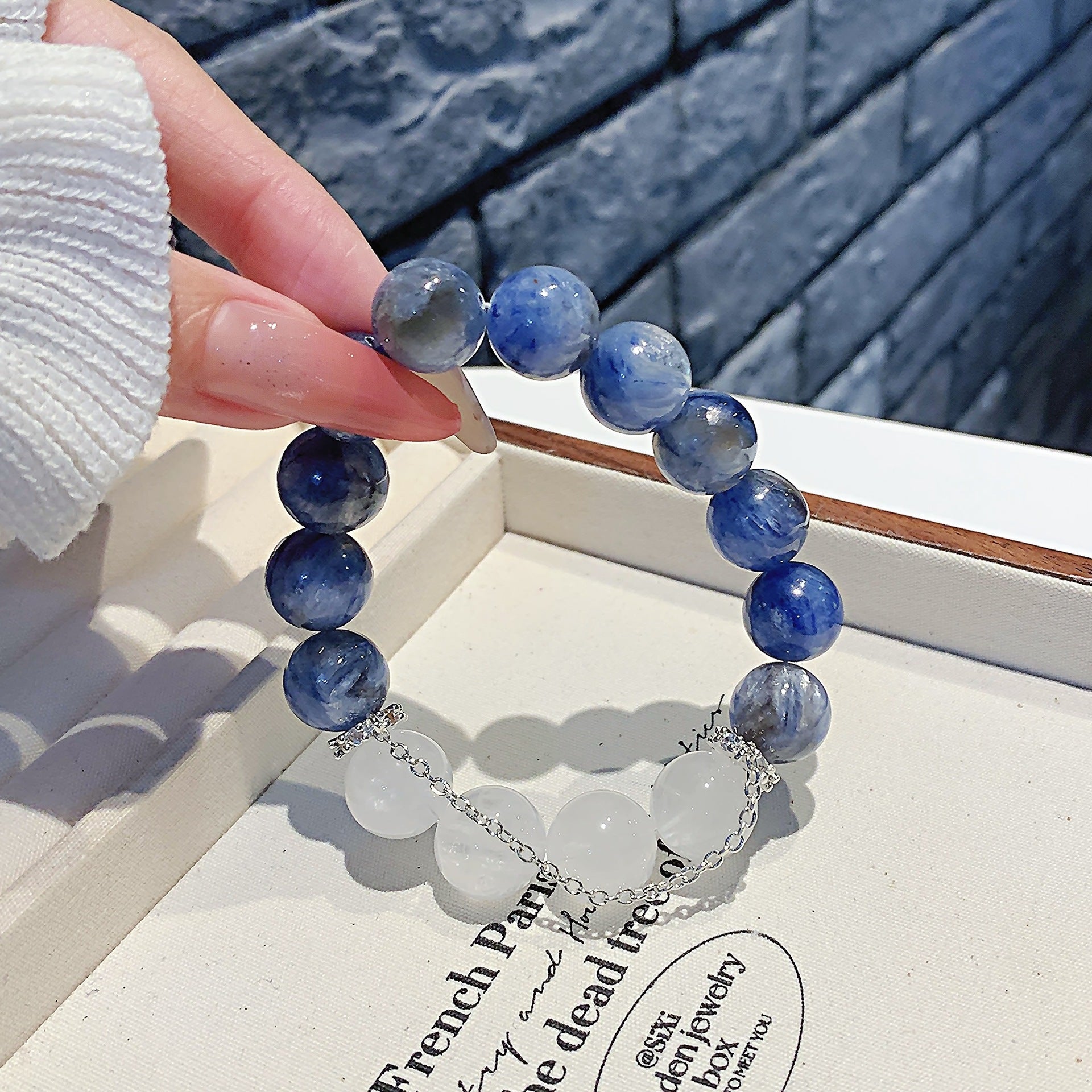 Natural White Phantom Crystal Bracelet Transparent Blue DIY Original Design Crystal Bracelet Bracelet Night Market Stall