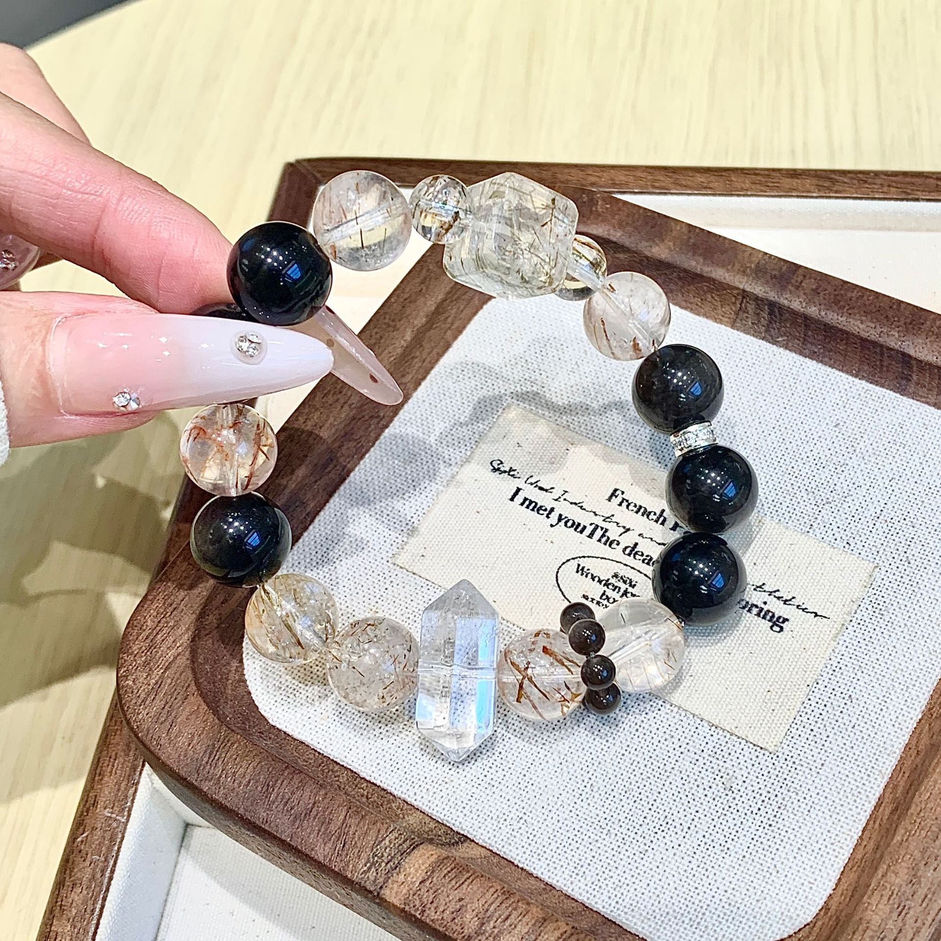 Black Gold Super Seven Natural Crystal Bracelet Light Luxury Niche High-End Black Gold Super Seven Bracelet Wholesale Crystal Bracelets