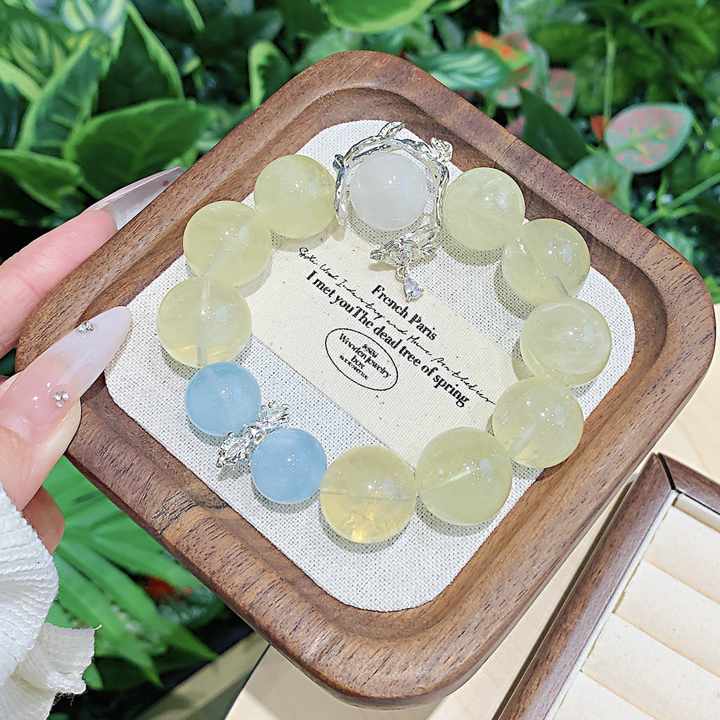 Natural High-Quality Lemon Quartz Bracelet Original diy Style Ketang Crystal Wholesale Xiaohongshu TikTok Live Streaming Hot Item