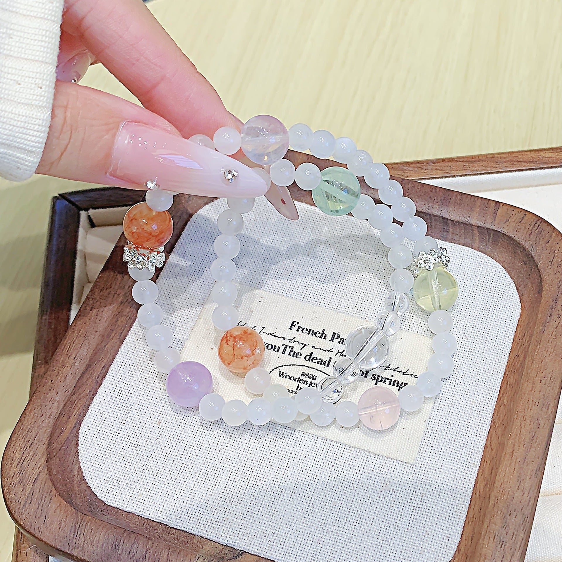 Cross-border Hot-Selling Jewelry Bracelet Red Rubber Flower Crystal Bracelet diy Jewelry for Women, Light Luxury Style, High-End Handmade