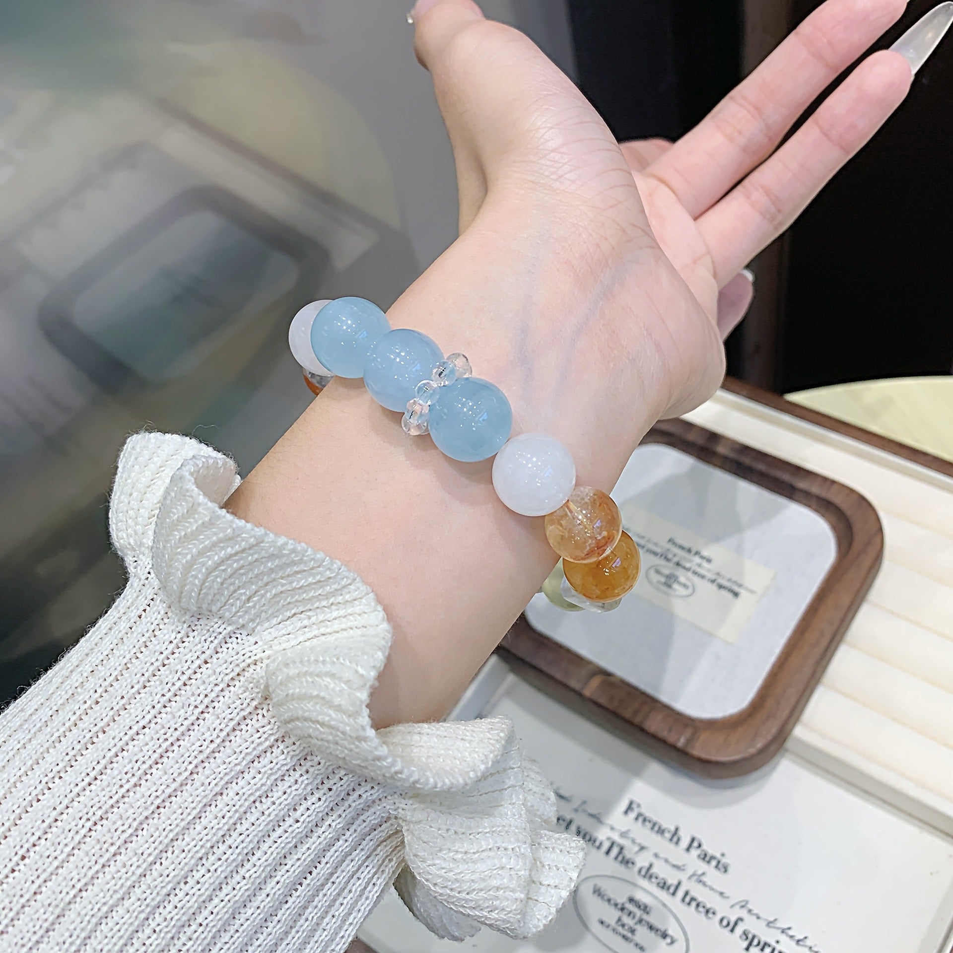 Original Design New Bracelet Duobao Series Bracelets Aquamarine Natural Crystal Bracelet diy Crystal Bracelet