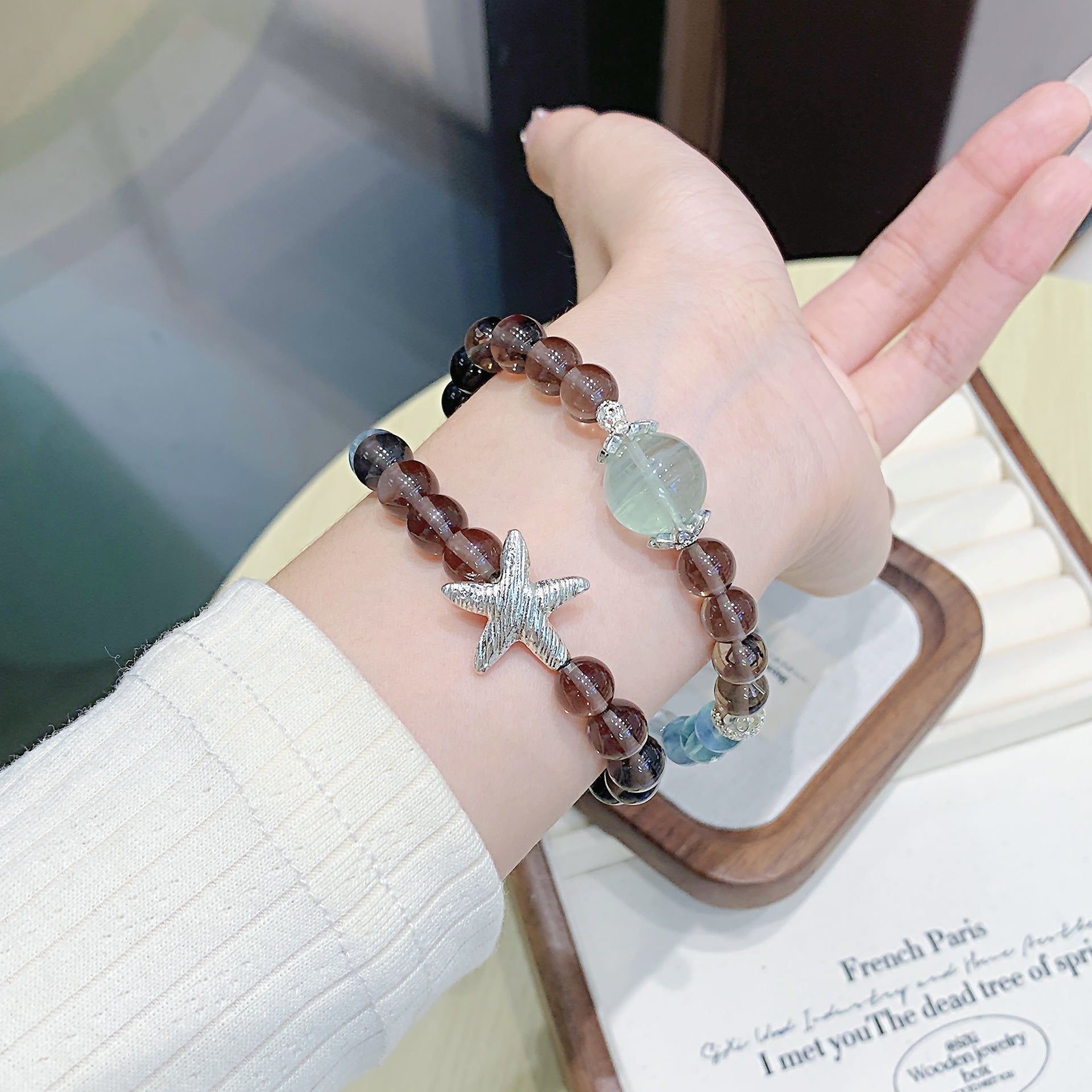 Original Design Blue Green Crystal Bracelet Natural Crystal Bracelet diy Hot-selling Crystal Bracelet Jewelry Crystal Bracelet